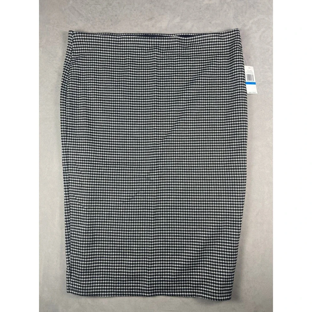 CeCe Autumn Blooms Black White‎ Micro Check Pencil Skirt XL NWT 7058801